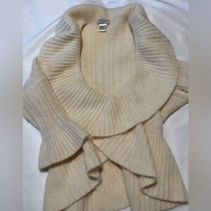 Guess Jeans Y2K Angora Lambswool Cream Waterfall Cardigan S